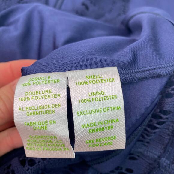 Lilly Pulitzer Women's Mango Shift Dress True Navy Leaf Palm Size S Lace - Picture 9 of 16